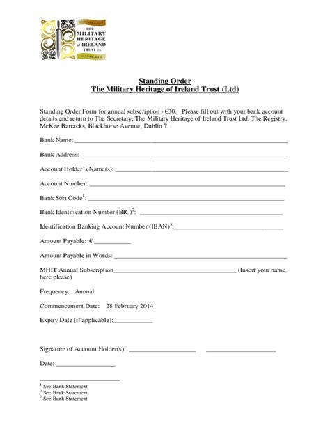 Fillable Online Aib Standing Order Form Fill Online Printable