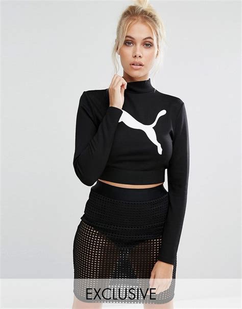 Buy It Now Puma Exclusive To Asos Long Sleeve Crop Top Co Ord Black Top By Puma Stretch