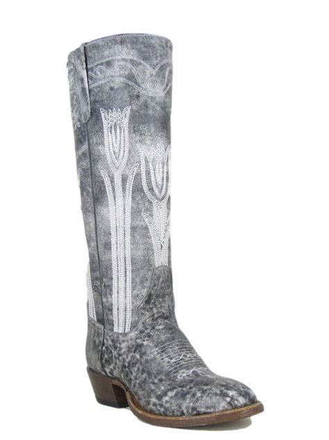 Macie Bean Western Boots Womens Cowboy Tall Flower Petal Gray M5001