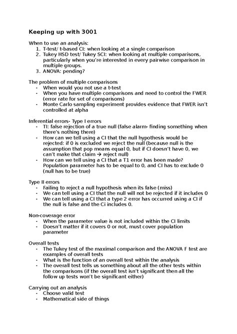 Psych 3001: Comprehensive Crash Course on Statistical Analysis - Studocu