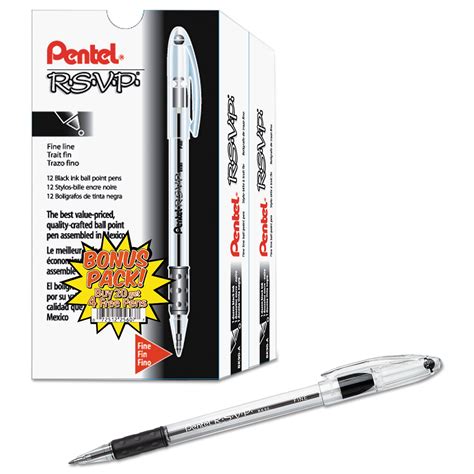 Pentel RSVP Ballpoint Pen 0 7mm Fine Line Black Ink Buy 20 Get 4