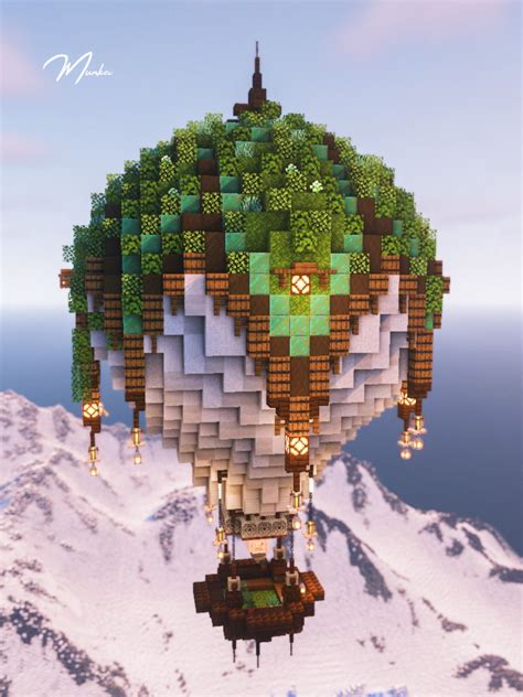 Mossy Hot Air Balloon Minecraft Ideas Minecraft Projekte Minecraft Dinge Zum Bauen