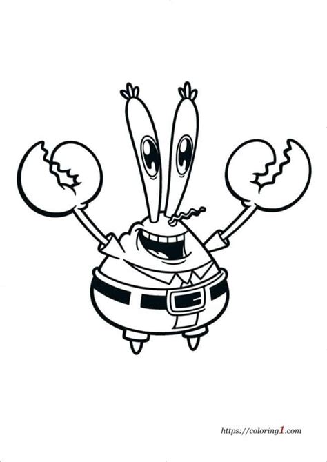 Mr Krabs Coloring Page Free Coloring Sheet