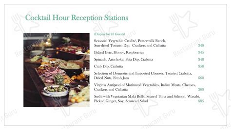 Menu at Tuscarora Mill Restaurant, Leesburg