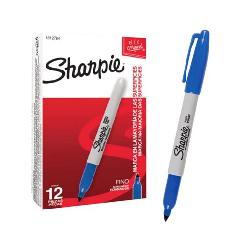 Marcadores Permanentes Azul Punta Fina Sharpie Caja X12 Comsucre Online