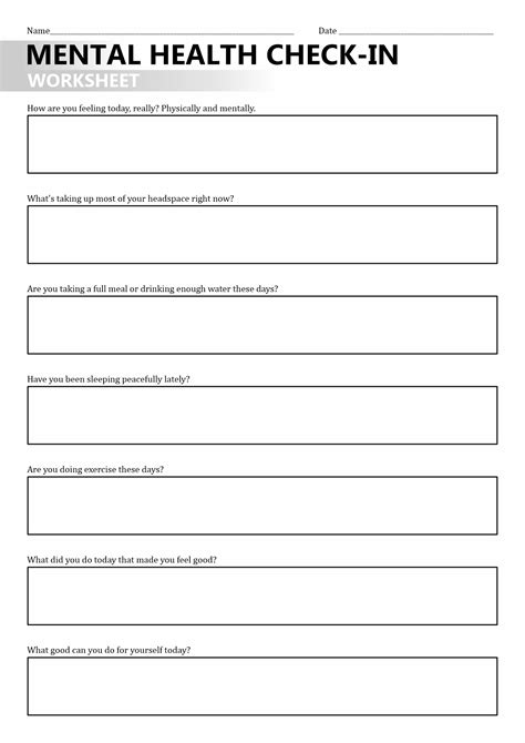 Mental Health Check In Worksheets