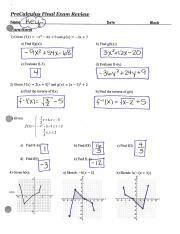 PreCalculus Final Exam Review Practice Problems And Course Hero