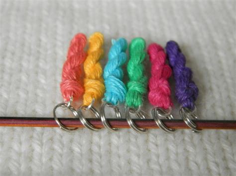 6 Knitting Stitch Markers Mini Skein Linen Yarn Key Chains Etsy