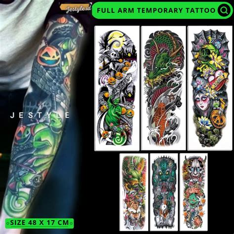 Tato Temporer Full Lengan X Cm Temporary Tattoo Lazada Indonesia