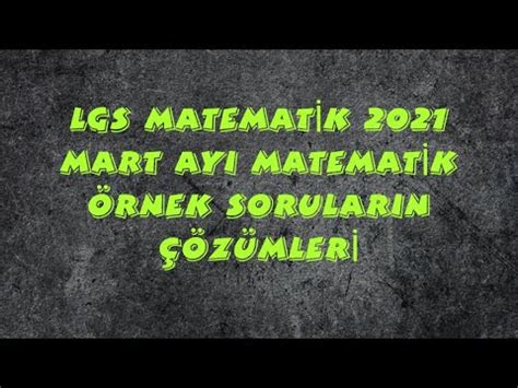 Lgs Matemat K Mart Ayi Matemat K Rnek Sorularin Z Mler Youtube