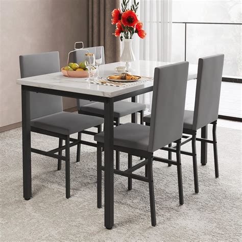 Amazon Modern Pieces Dining Kitchen Table Set Leather