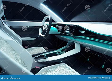 Futuristic Car Interior with Sleek and Minimalistic Design, Featuring ...