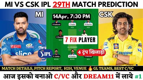 Mi Vs Csk Dream Prediction Csk Vs Mi Dream Team Ipl Th