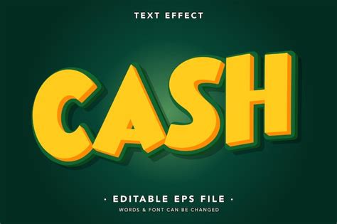 Premium Vector Editable Text Cash Font Comic Style Text Effect