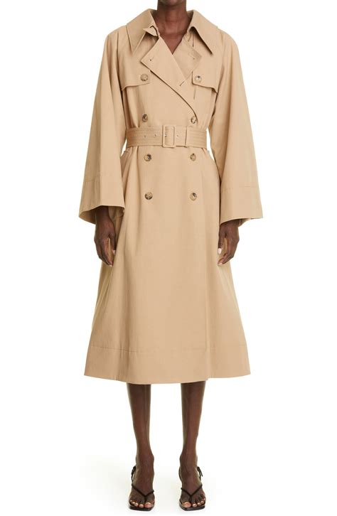 Buy Khaite Ivan Double Breasted Cotton Twill Trench Coat Bright Khaki