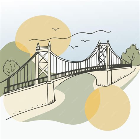 A drawing of a bridge with a bridge in the background | Premium AI ...