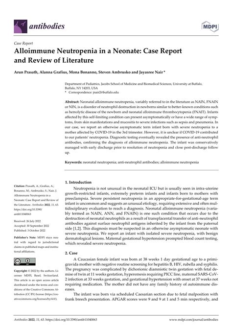 Pdf Alloimmune Neutropenia In A Neonate Case Report And Review Of