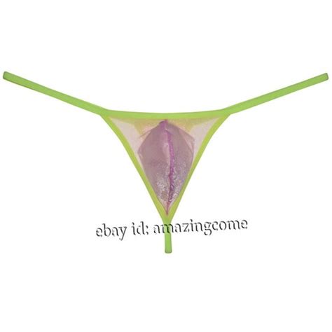 Mens See Through Shiny Mash Bikini Thong Underwear Sheer G String Organdy T Back EBay