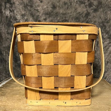 Vintage Picnic Basket Wood Slat Basket Basket With Gem