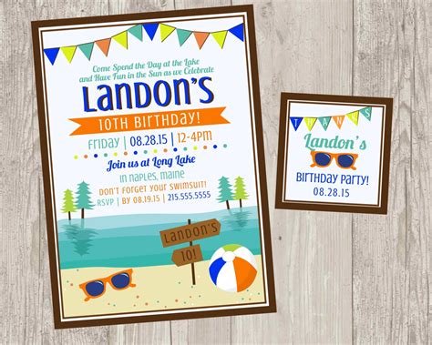 Lake Birthday Party Invitations Summer Party Printable