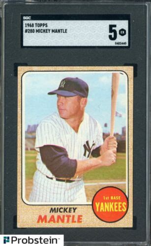 1968 Topps 280 Mickey Mantle New York Yankees HOF SGC 5 EX EBay