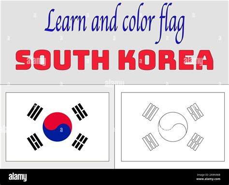 South Korea National Flag Coloring Book Pages For Education And