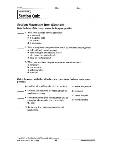 Electricity And Magnetism Quiz 1