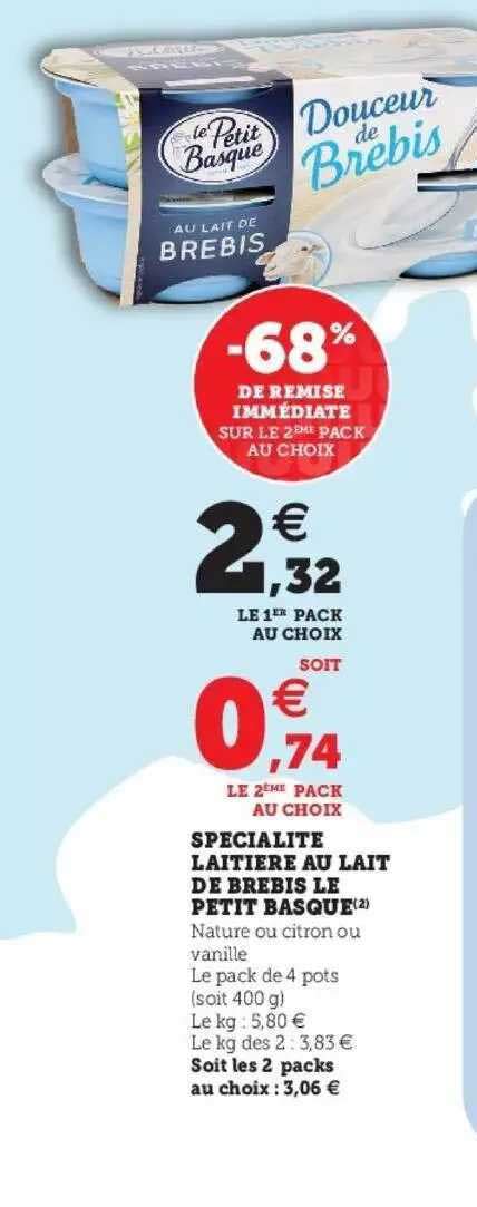 Promo Spécialité Laitière Au Lait De Brebis Le Petit Basque chez Hyper