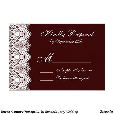 Rustic Country Vintage Lace Red Wedding Rsvp Cards Zazzle Rsvp Wedding Cards Wedding Rsvp