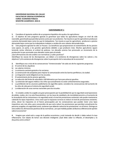 Cuestionario Pdf Econom A P Blica Facultad De Ciencias Econmicas