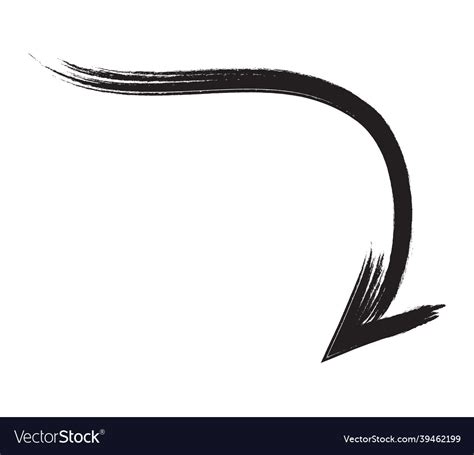 Black Hand Drawn Brush Stroke Arrow Isolated Vector Image