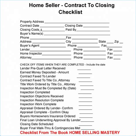 Free Free Real Estate Closing Checklist Template Zitemplate Real Estate ...