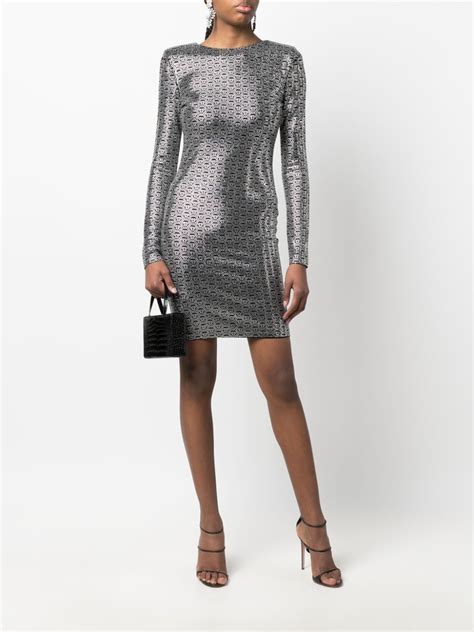 Philipp Plein Crystal Embellished Long Sleeve Mini Dress Farfetch