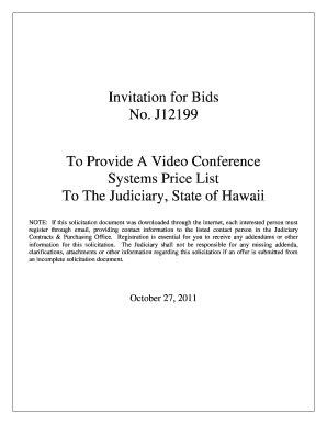 Fillable Online Courts State Hi Invitation For Bids No J To