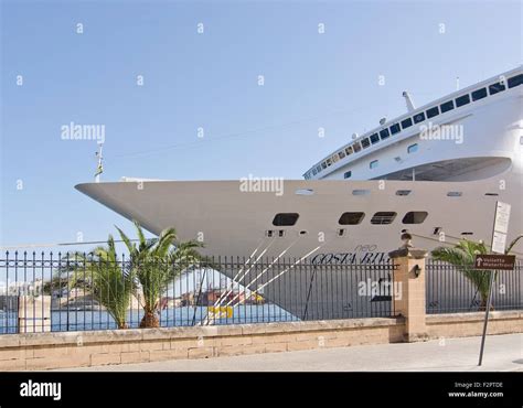 Prow Of Cruise Ship Neo Costa Riviera Moored In Grand Harbor On A Sunny