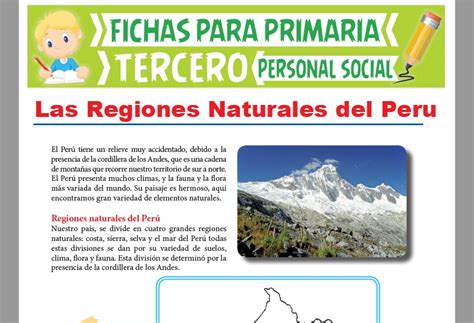 Las Regiones Naturales Del Perú Para Tercer Grado De Primaria