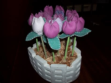 Artes Da Nilza Vaso De Madeira Tulipas De Tecido E Folhas Em