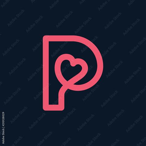 Letter P Love Logo Stock Vector | Adobe Stock