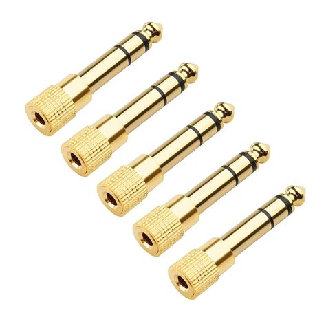 5-Pack 1/4 to 1/8 Headphone Adapter (3.5mm to 1/4 Adapter, 6.35mm to 3