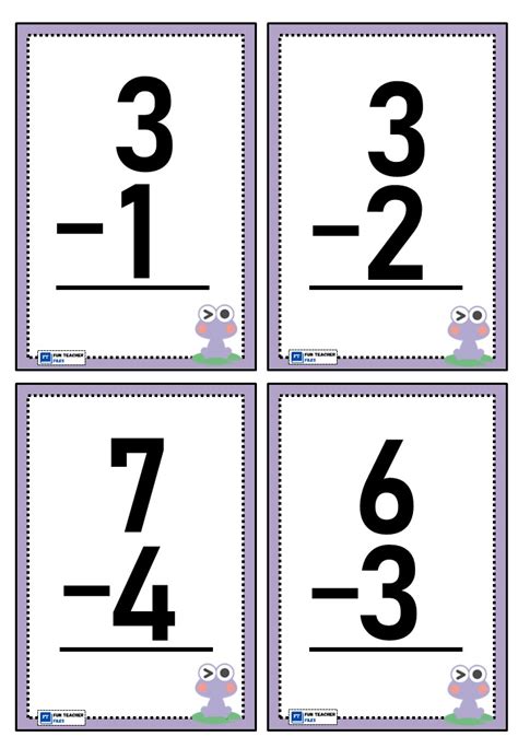 Subtraction Flashcards Zero To Ten Fun Teacher Files