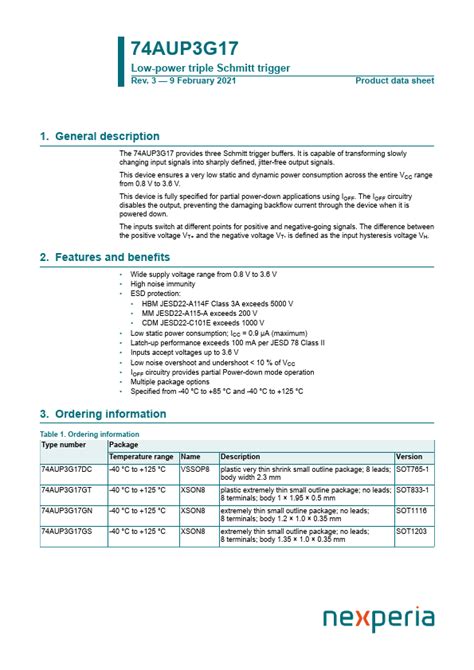 74AUP3G17 Datasheet Low Power Triple Schmitt Trigger