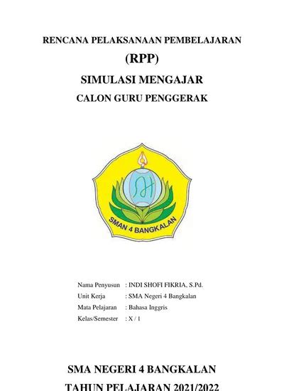 Rencana Pelaksanaan Pembelajaran Rpp Simulasi Mengajar Calon Guru