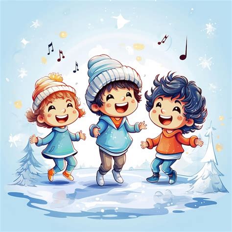 Premium Ai Image Festive Harmony Happy Kids Christmas Singing Musical