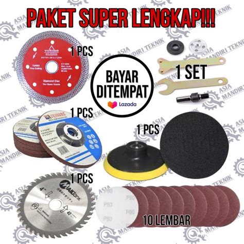 LENGKAP 5 Paket Adaptor Bor Plus Mata Gerinda Potong Poles Dan Amplas