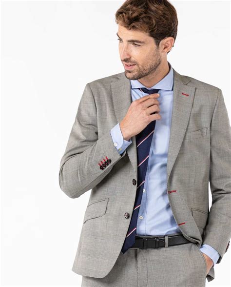 Americana Traje Príncipe de Gales Gris Coordinado El Ganso