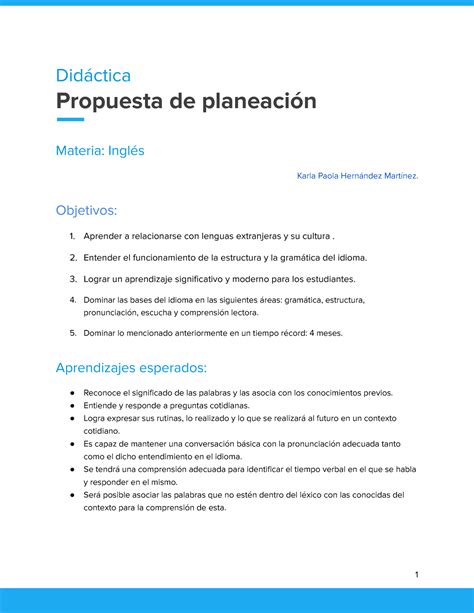 Propuesta De Programa Teoria Did Ctica Propuesta De Planeaci N