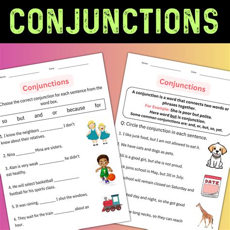 Conjunction Worksheets For Grade 2