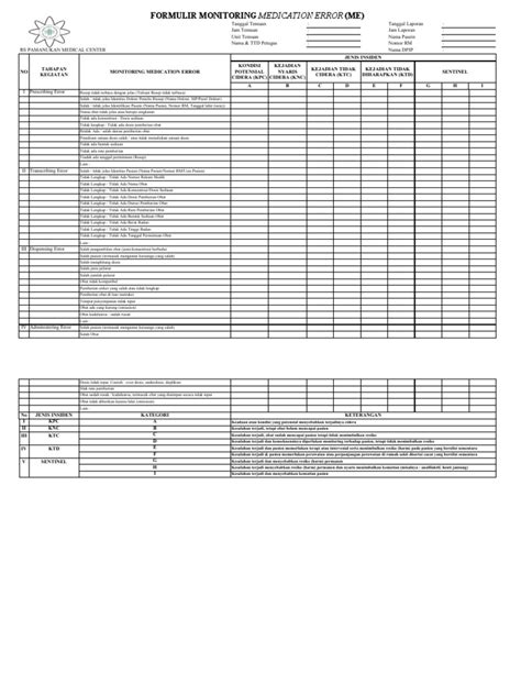 Formulir Monitoring Medication Error Pdf