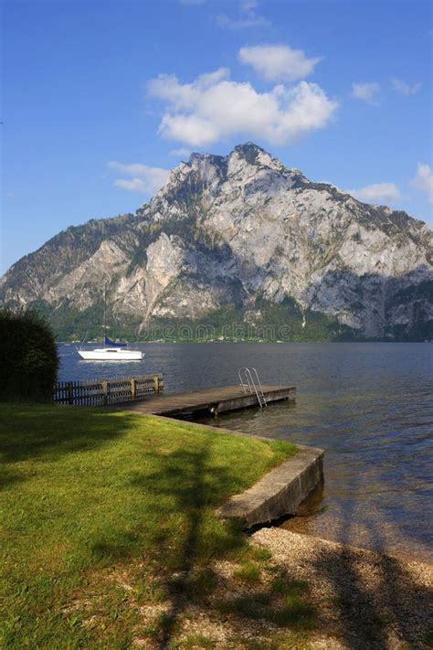 Traunsee Lake With Traunstein Mountain In Background Salzkammergut