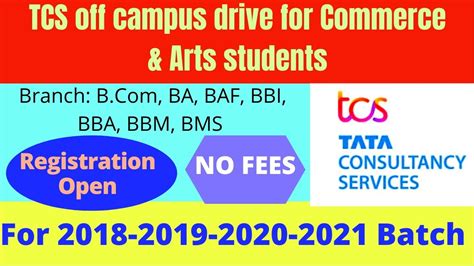 TCS BPS Off Campus Drive 2021 For Commerce Arts Students TCS